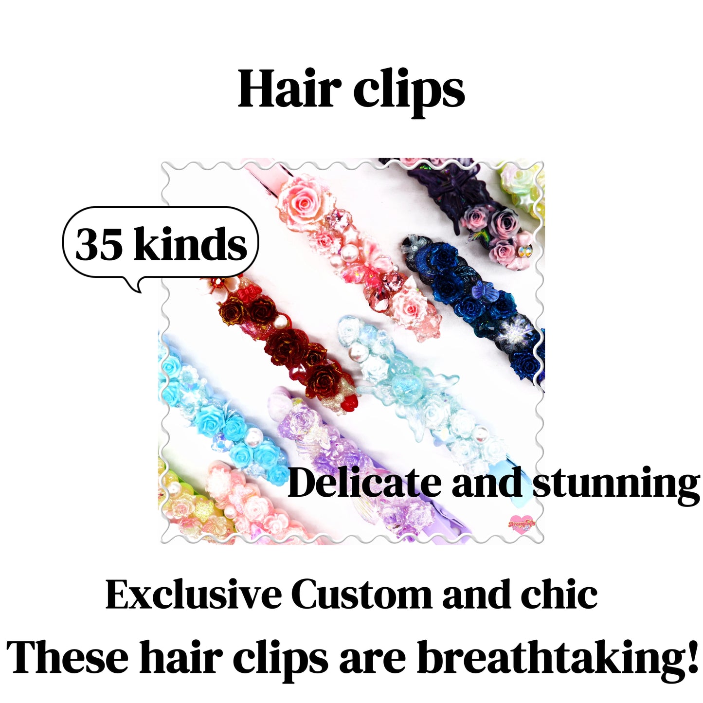 only 3 sets【Live Opening】Tiny roses hair clips (resin) (with heart and cake) - Maya