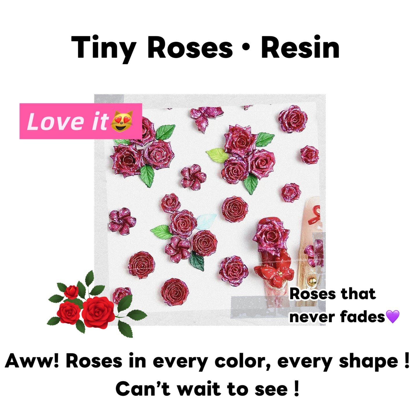 【Live Opening】 –Tiny Roses (Resin, with Heart & Cake) – Maya