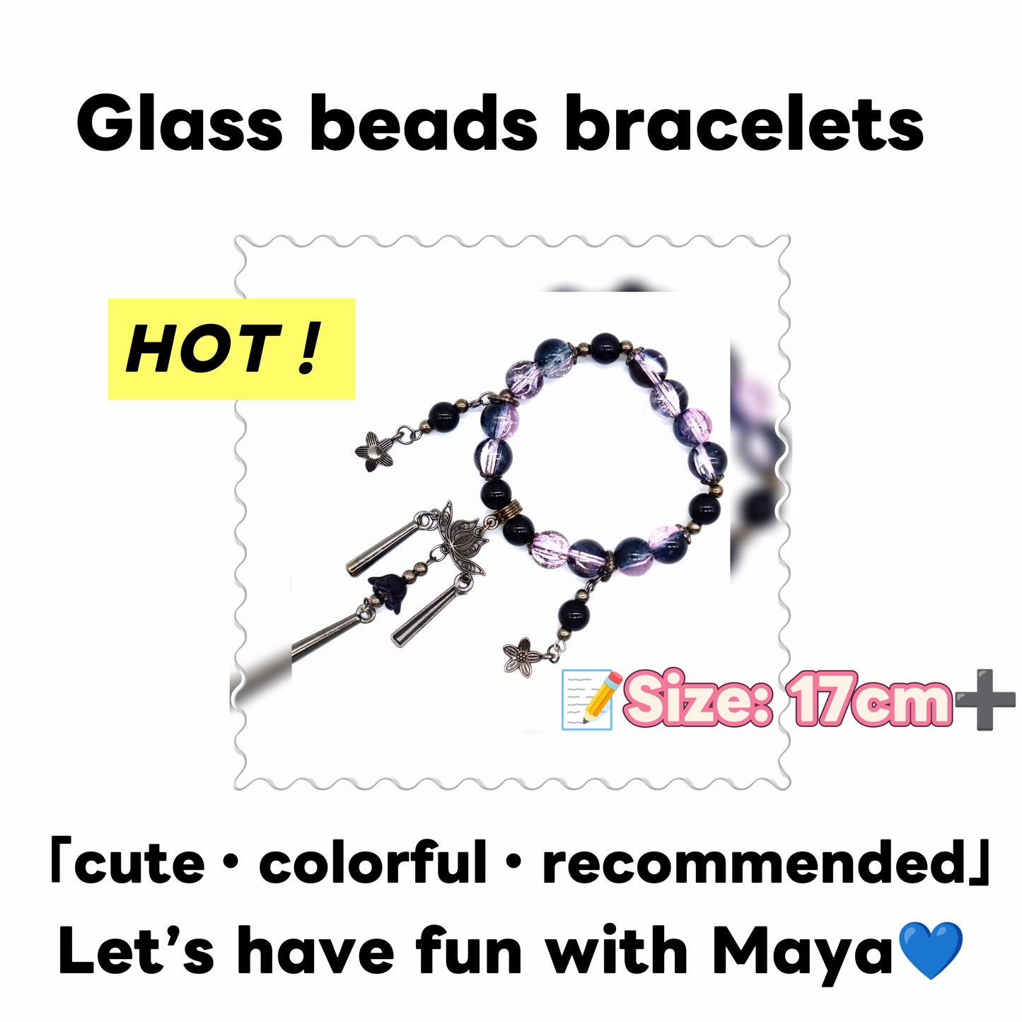 【Live Opening】 – Glass Bracelet (Glass, with Heart & Cake)
